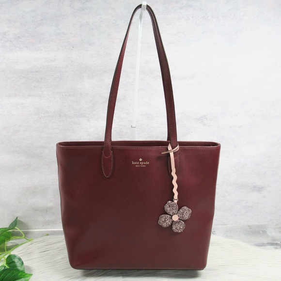 KATE SPADE Kerri Medium Smooth Leather Top Zip Tote Bag in Burgundy - Picture 2 of 13